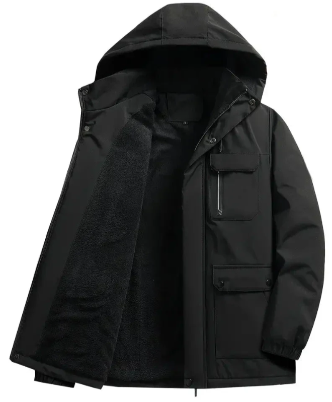 Herren Winterjacke Regular Fit - Klassischer Parka mit Wärmefutter - Schwarz
