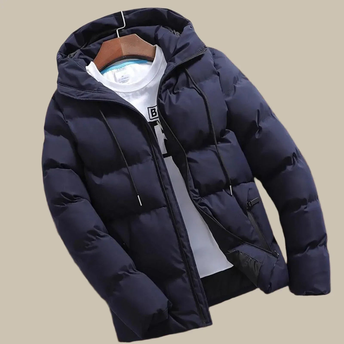 Herren Winterparka mit Kapuze in blau, Wasserdicht & Wattiert