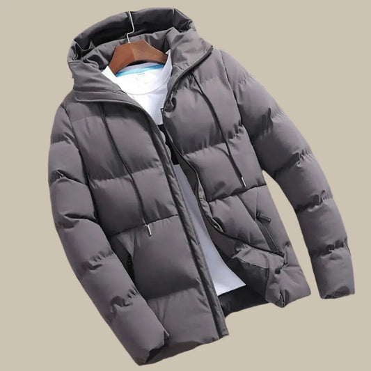 Herren Winterparka mit Kapuze in grau, Wasserdicht & Wattiert