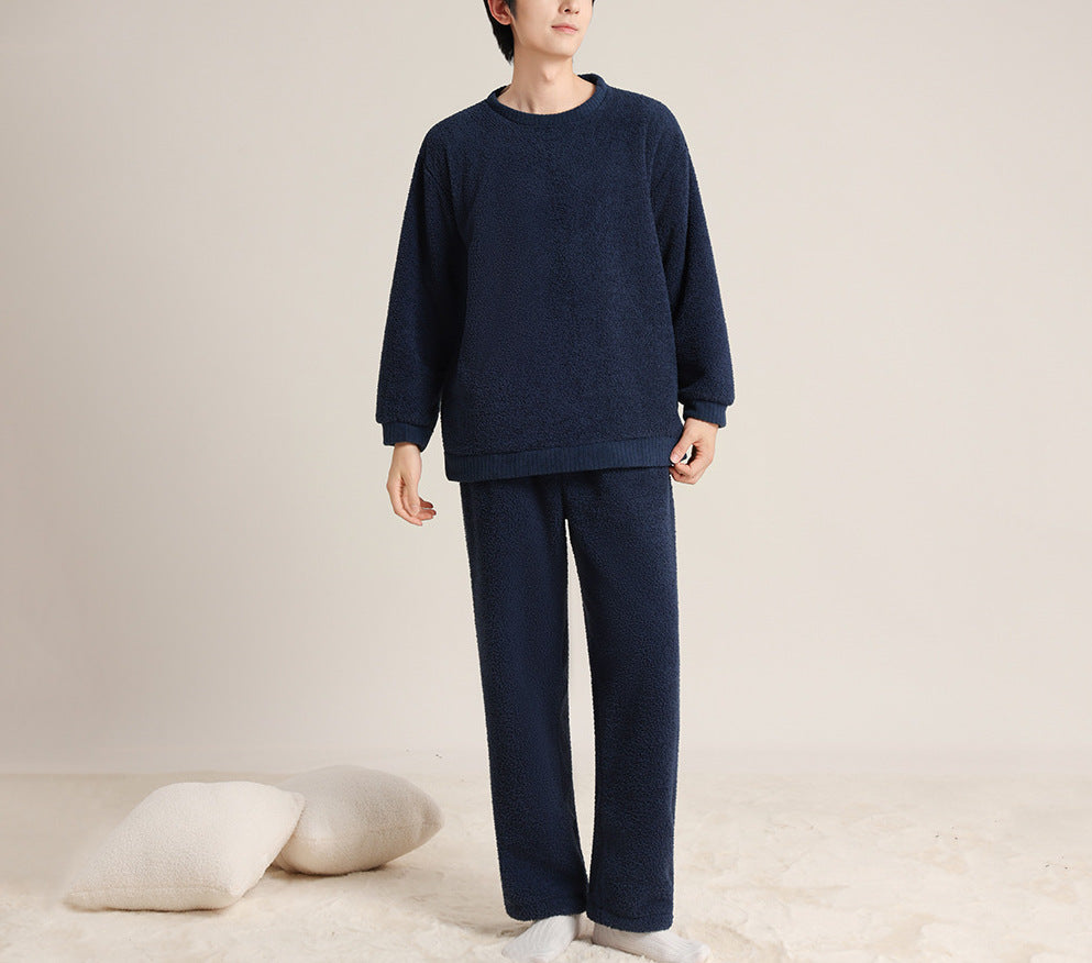 Herren Winterset Plusch Sweatshirt & Jogginghose in blau, Warm & Gemütlich