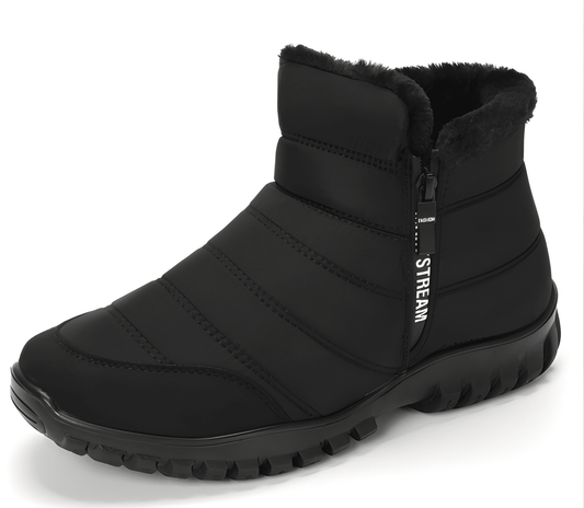 Herren Winterstiefel mit Reißverschluss - Warme Schneestiefel - Schwarz