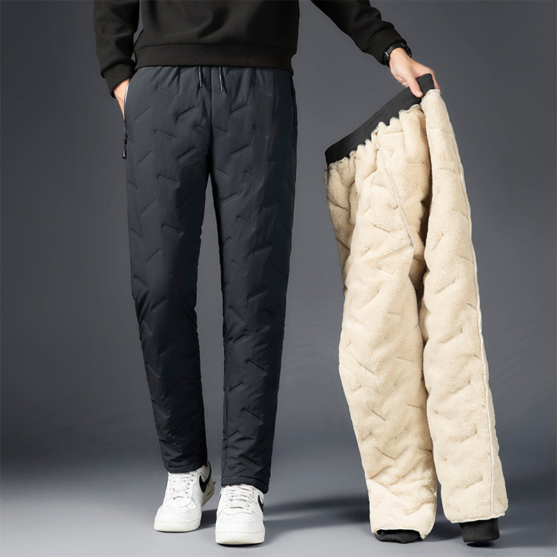 Herren Wollmischung Jogger-Hose - Warme Winterpassform - Grau