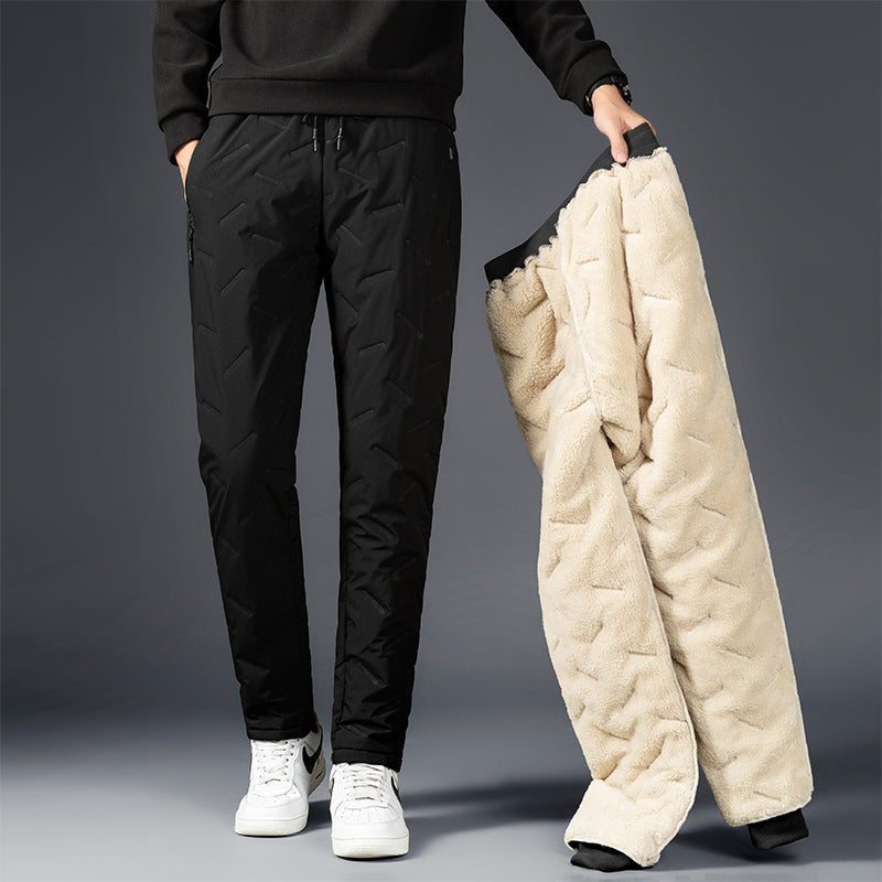 Herren Wollmischung Jogger-Hose - Warme Winterpassform - Schwarz