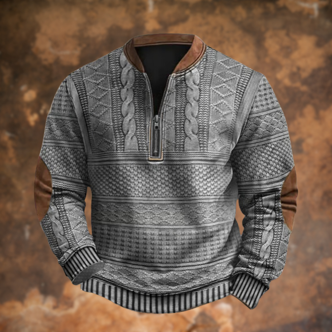 Herren Strickpullover aus Baumwollmischung für Winter - grau
