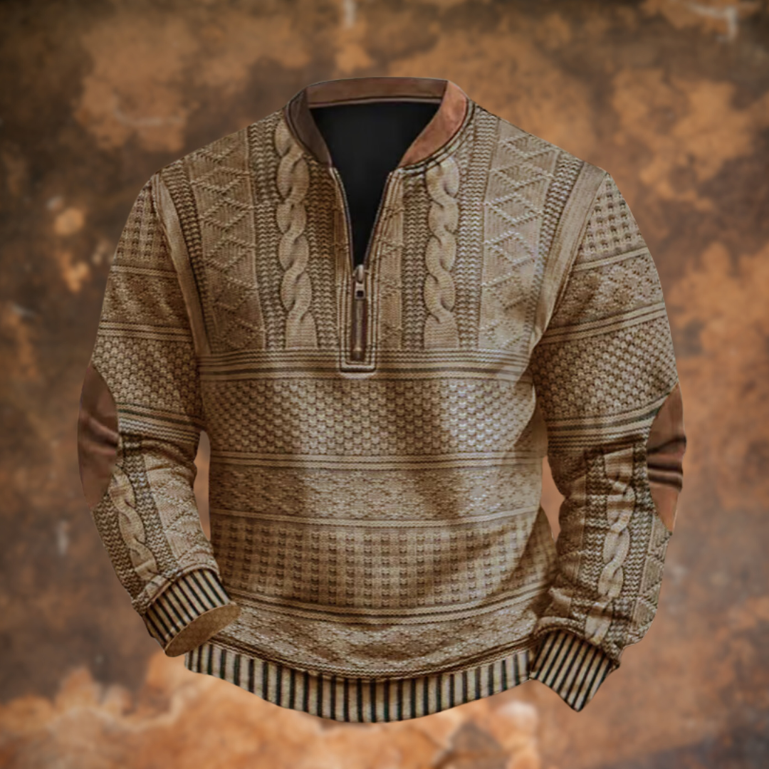 Herren Strickpullover aus Baumwollmischung für Winter - khaki
