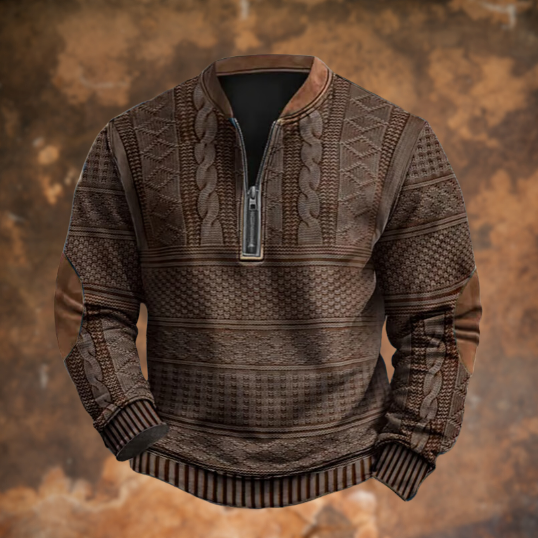 Herren Strickpullover aus Baumwollmischung für Winter - braun