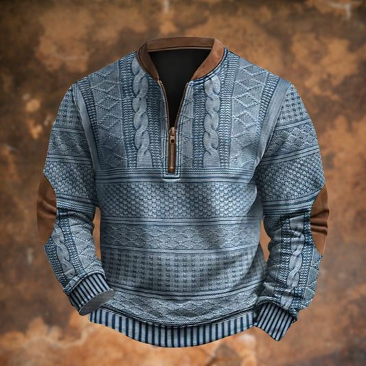 Herren Strickpullover aus Baumwollmischung für Winter - blau