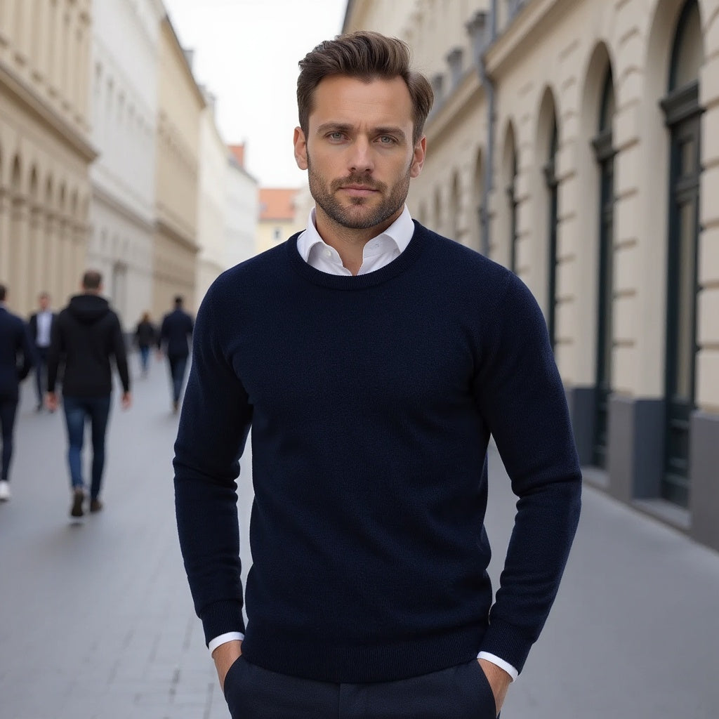 Herren Pullover in Strickoptik für kühle Tage - blau