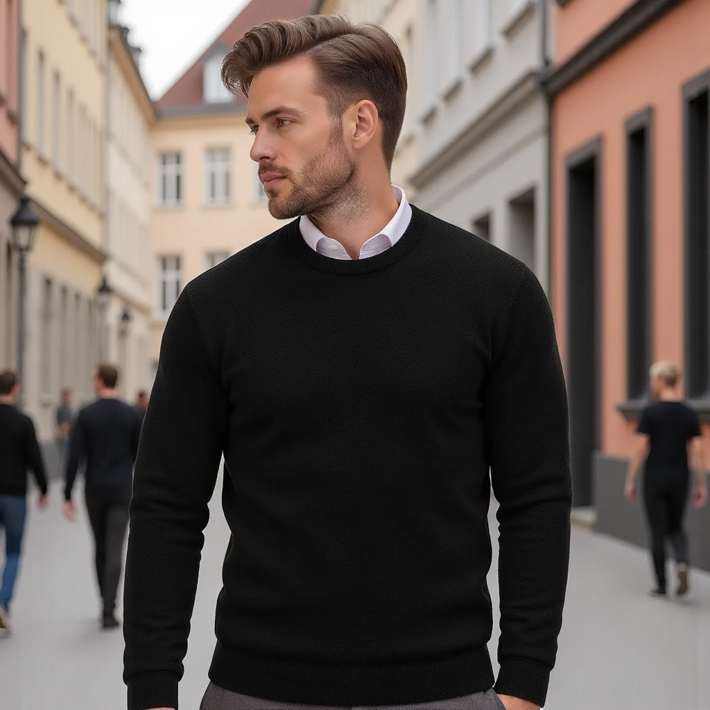Herren Pullover in Strickoptik für kühle Tage - schwarz