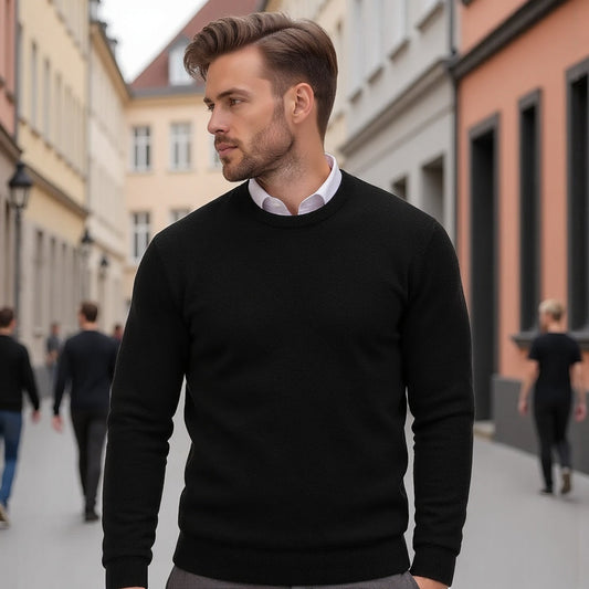 Herren Pullover in Strickoptik für kühle Tage - schwarz