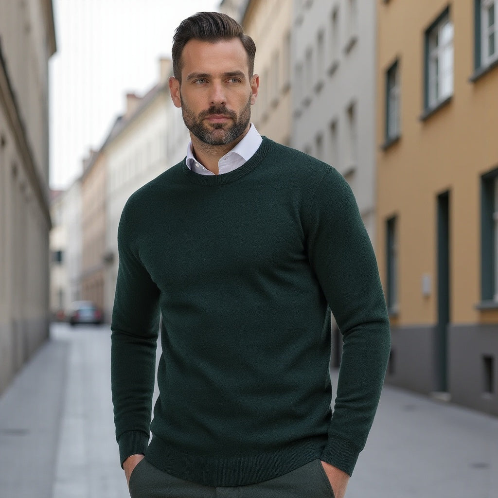 Herren Pullover in Strickoptik für kühle Tage - grün